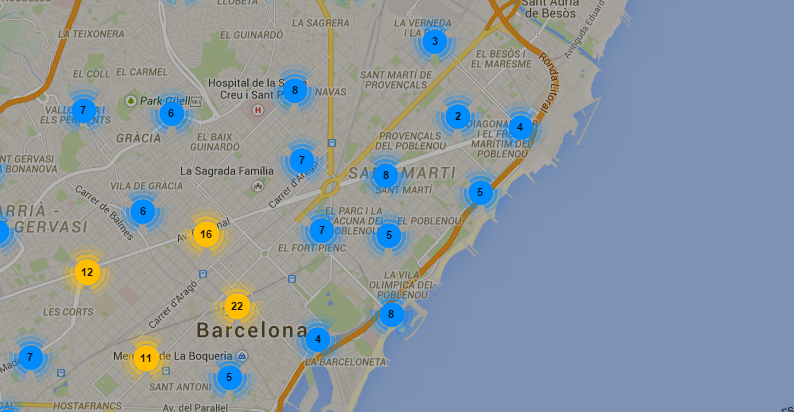 Mapa paradas taxi Barcelona