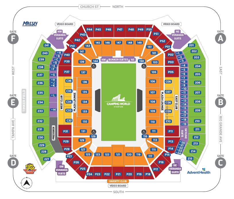 Mapa asientos Camping World Stadium 
