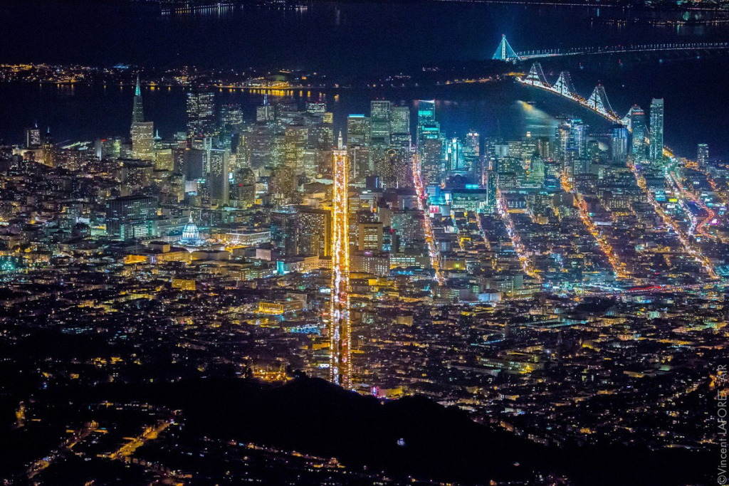 Estados Unidos Fotografía nocturna de San Francisco desde el aire