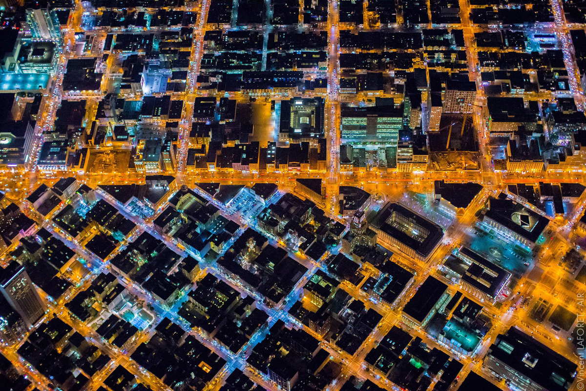 Estados Unidos – Fotografía nocturna de San Francisco desde el aire