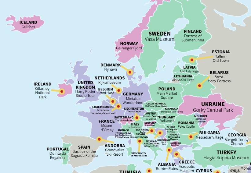 La atracción turística más visitada de cada país en el mundo