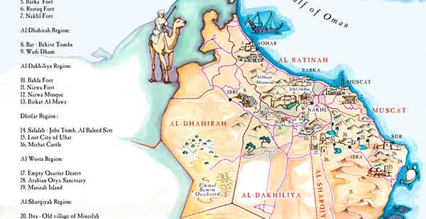 Todo el Sultanato de Omán en un precioso mapa ilustrado